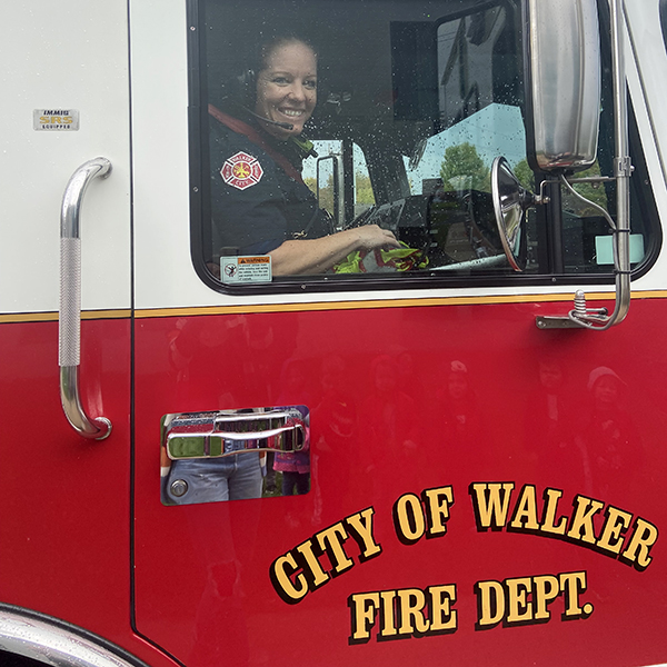 City of Walker Fire Dept. fire fighter in truck